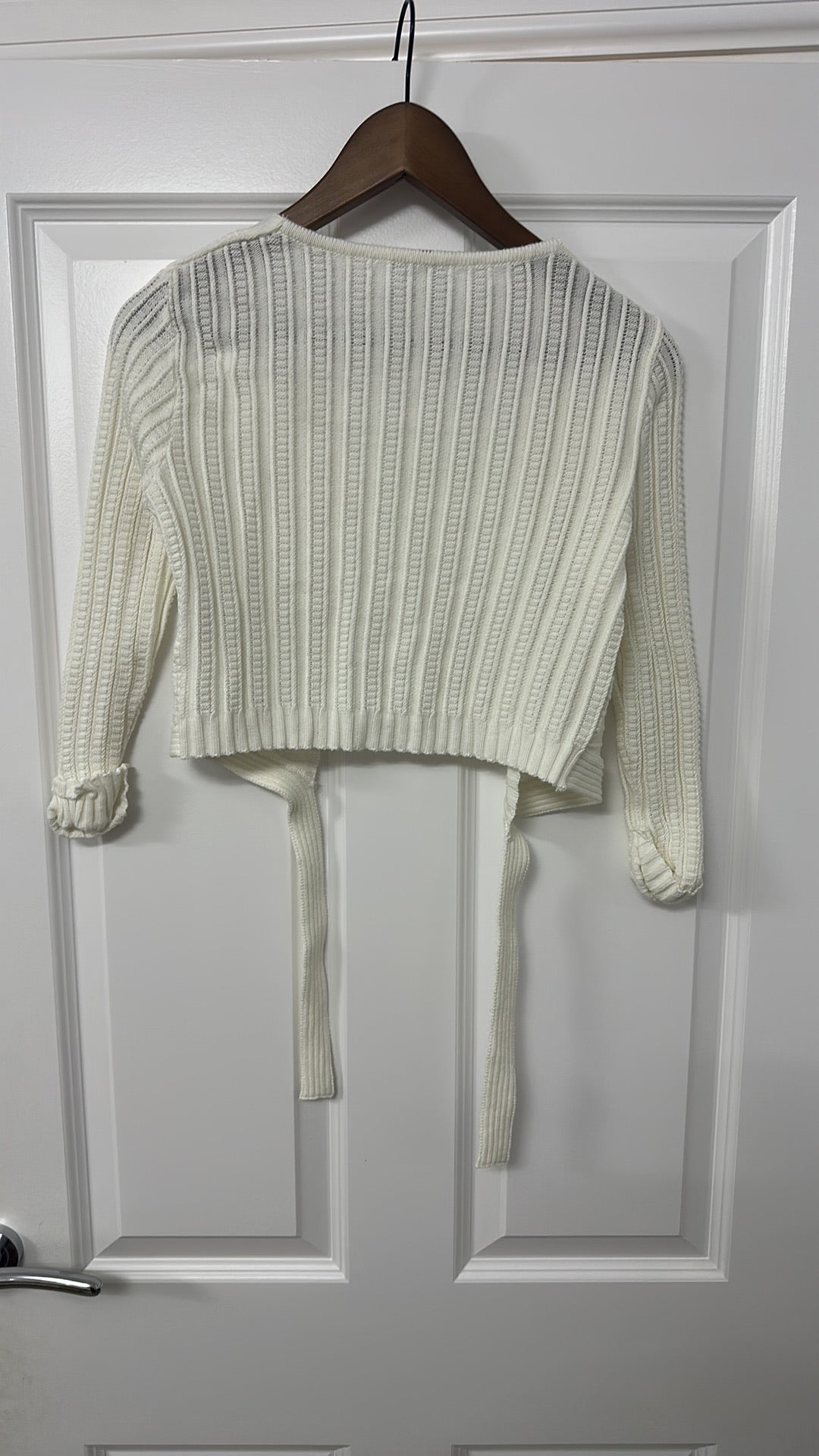 Faber Finest Fashion White Ribbed Open Front Bolero Shrug Cardigan size 12