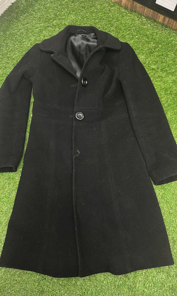 Hobbs Black Wool Blend Long Coat Size 8