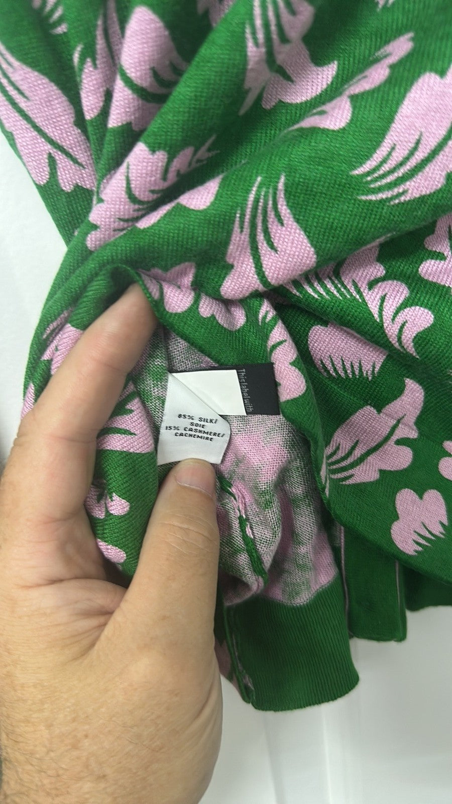 Diane von Furstenberg DVF Green and Pink Floral Silk Blend Cardigan size Medium
