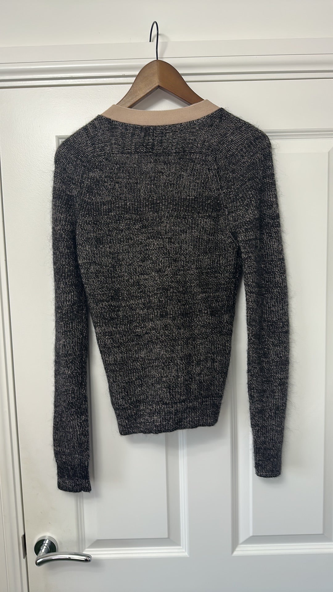 Farhi by Nicole Farhi Charcoal & Nude Contrast Cardigan size Small