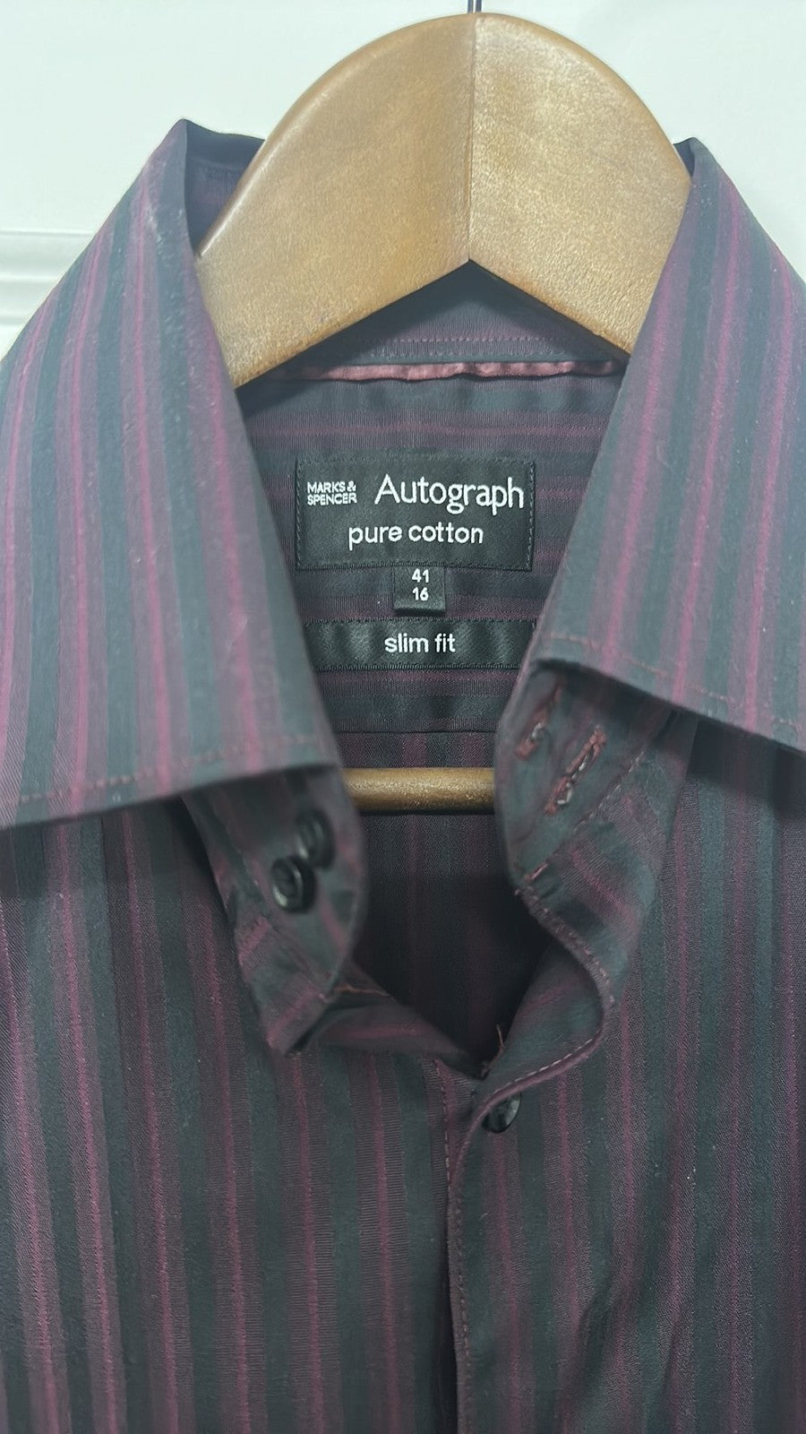 Marks & Spencer Autograph Slim Fit Pure Cotton Striped Shirt size 41 slim fit