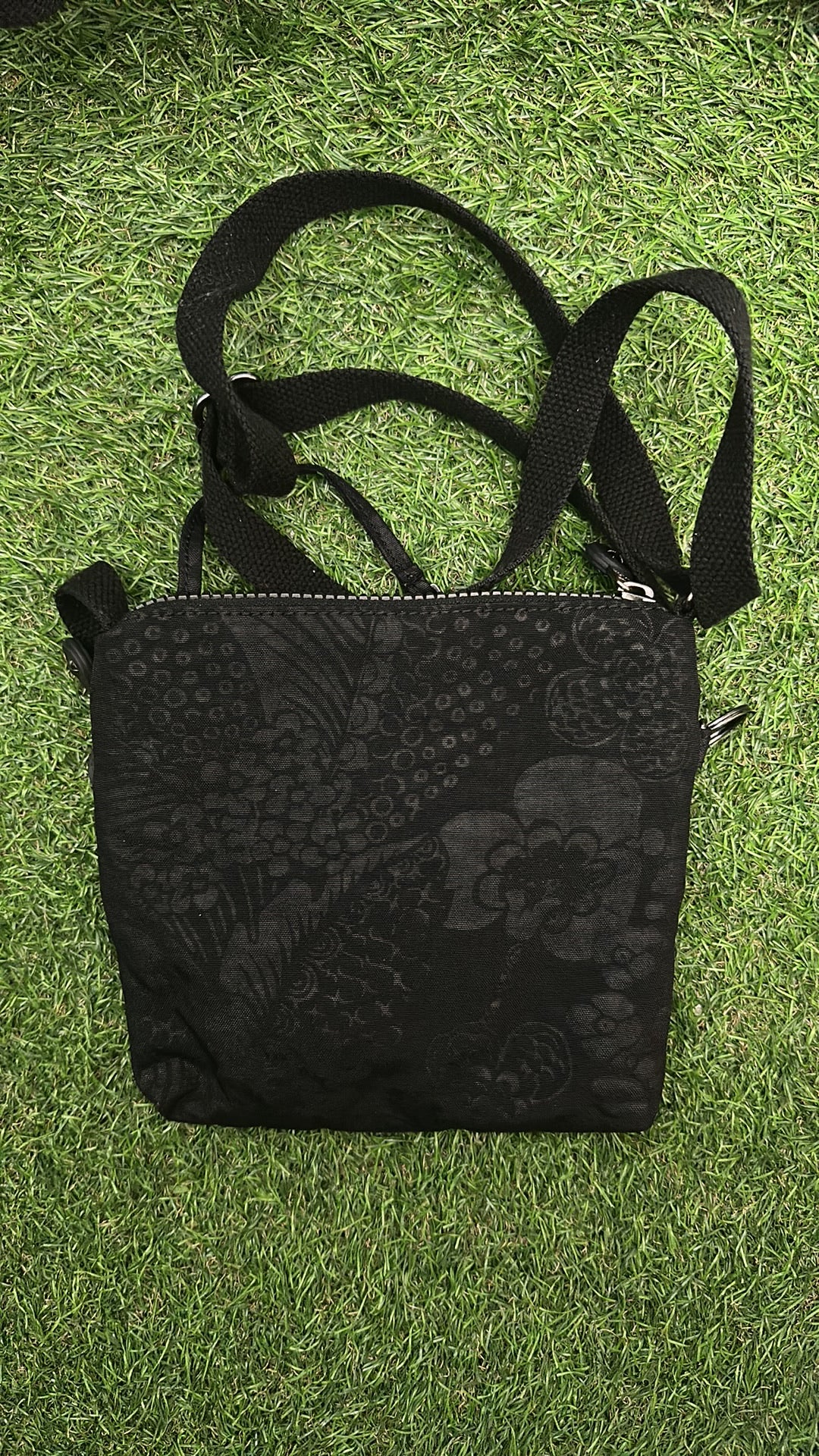 Kipling Black Floral Jacquard Crossbody Shoulder Bag