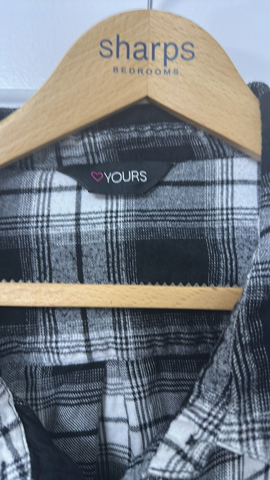 Yours Clothing Black and White Plaid Checked Flannel Shirt size 22