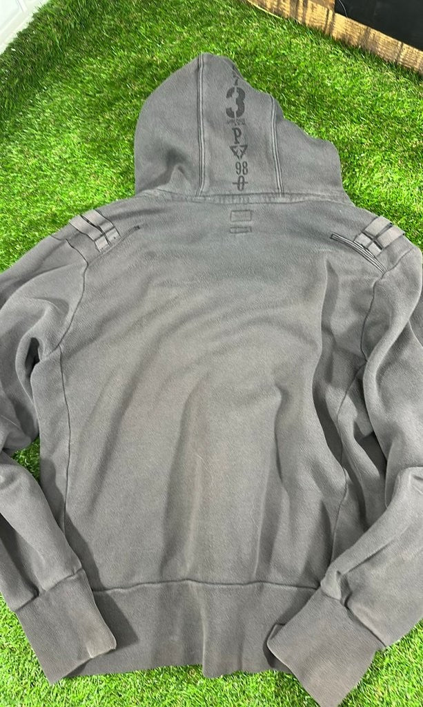 Firetrap Men's Gray Hoodie with Graphic Details - Medium