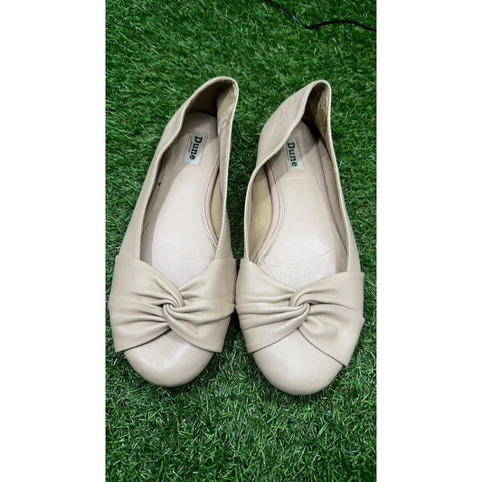 Dune London Twisted-Knot Leather Ballet Flats,  Nude, Size  6 (EU 39)