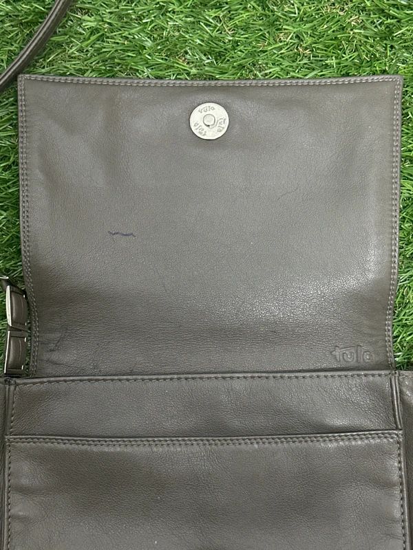 Tula grey flap crossbody bag with chain strap