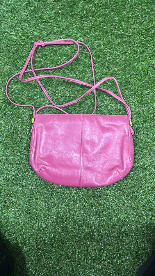 Vintage Bruno Magli Pink Leather Crossbody Bag Made in Italy including mirror
