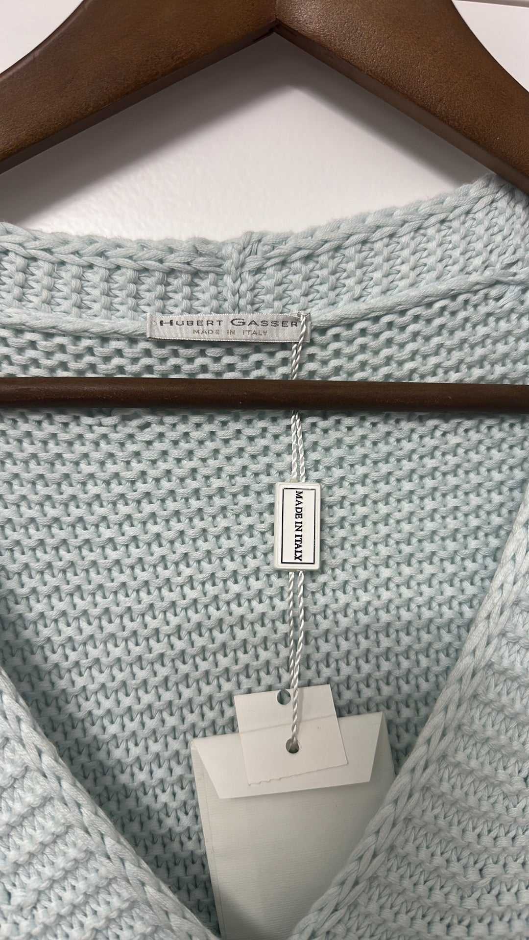 Hubert Gasser Made in Italy Pale Blue Chunky Knit Cotton Cardigan Size 12