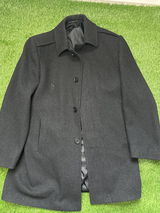 Men's Karl Jackson Black Wool & Cashmere Overcoat - Large