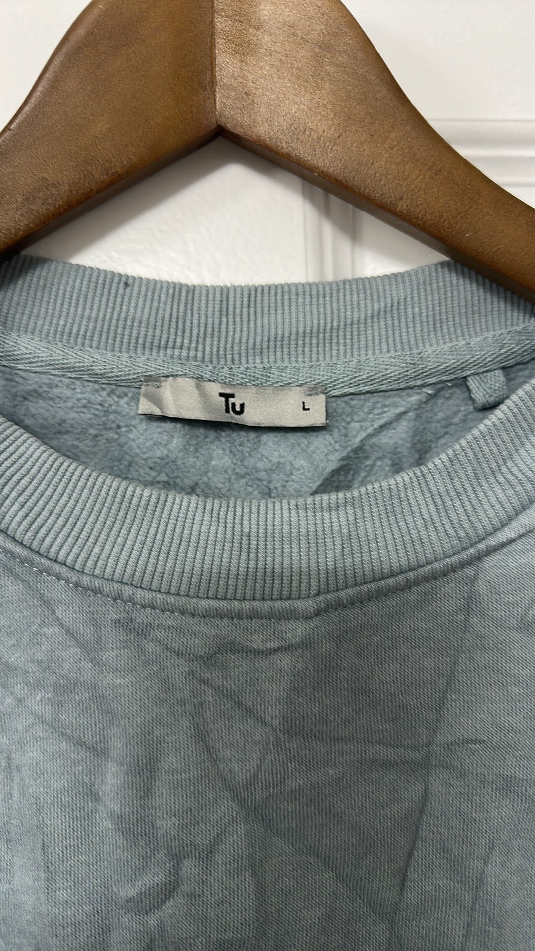 Tu Blue Textured Long Sleeve Crew Neck Sweatshirt size large