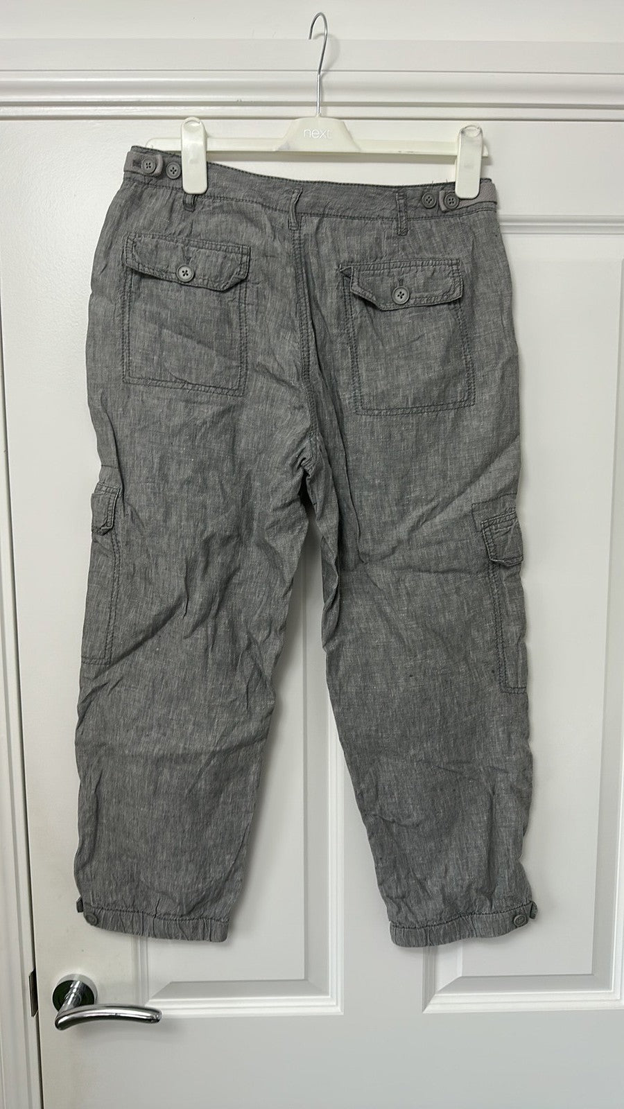 Pure DKNY Grey Linen Blend Cargo Capri Pants Size 10