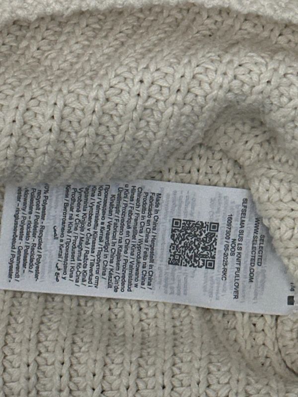 Selected cream rib knit high neck sweater size 10
