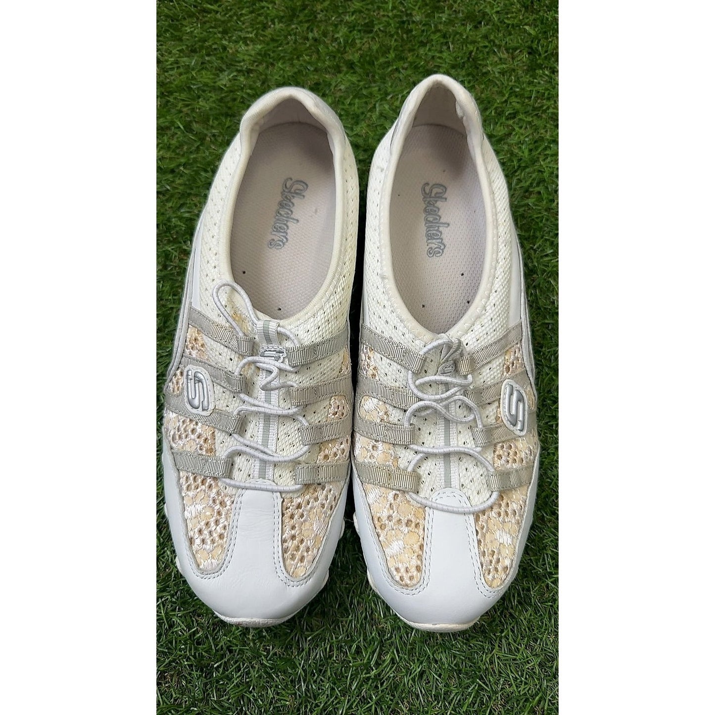 Skechers Bikers Women's Slip-On Sneakers, Crochet Floral White/Cream, Size 5
