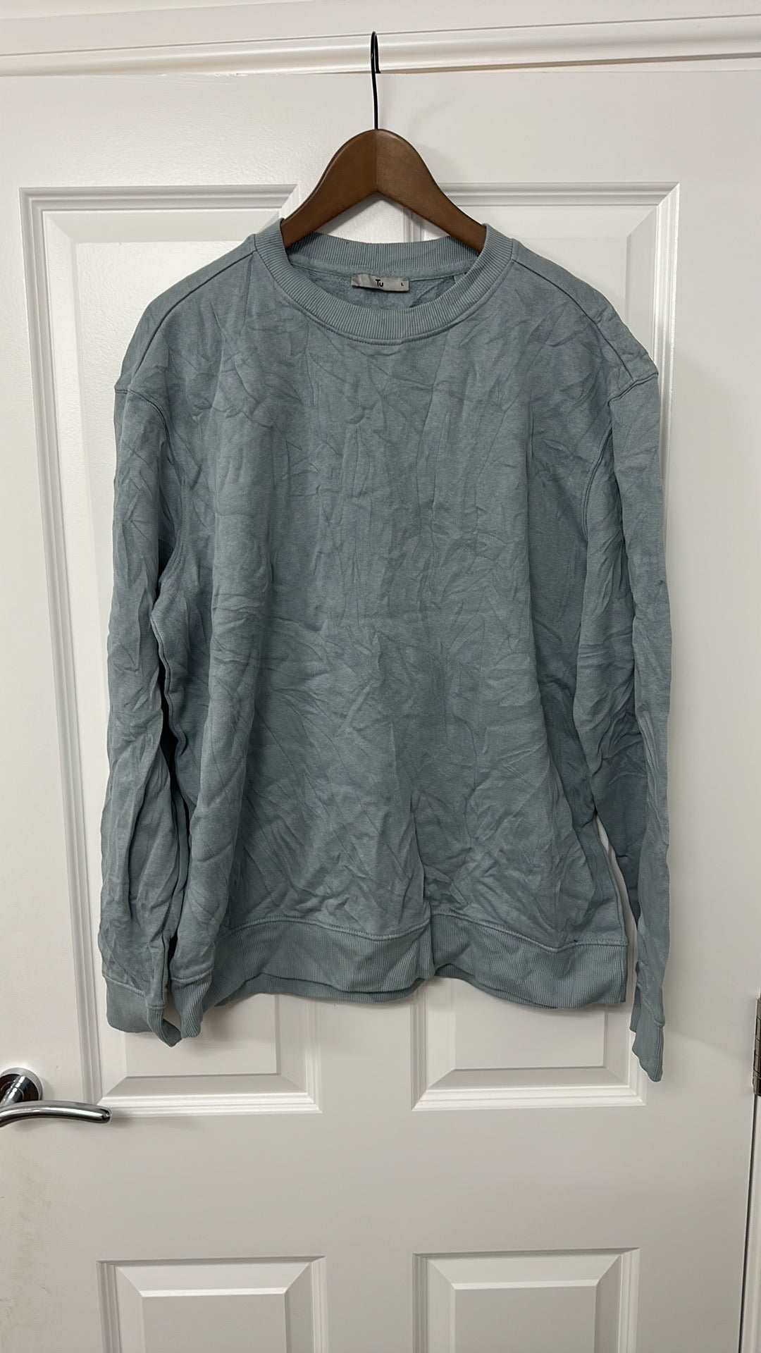 Tu Blue Textured Long Sleeve Crew Neck Sweatshirt size large