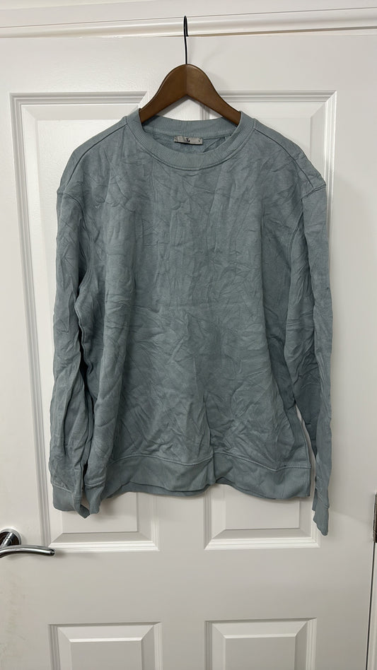Tu Blue Textured Long Sleeve Crew Neck Sweatshirt size large