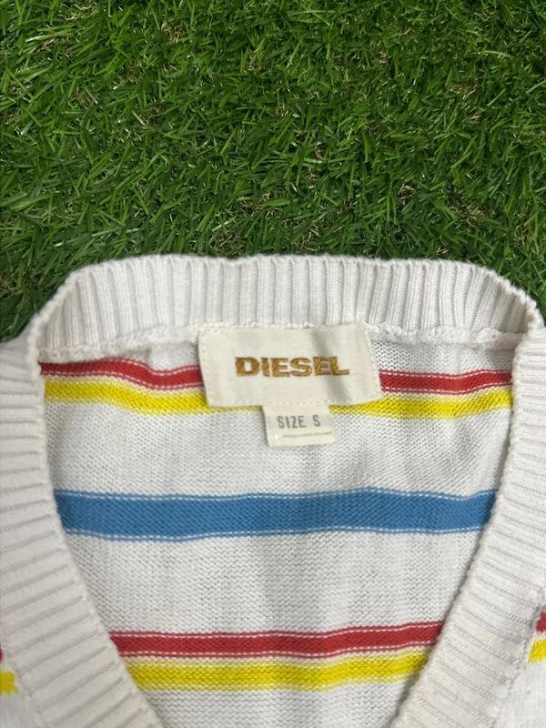 vintage Diesel multi-striped V-neck sweater size small