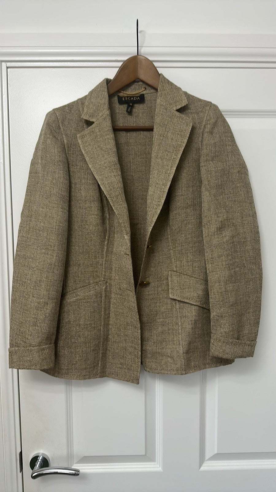 Vintage Escada Made in Italy Beige Textured Blazer Jacket