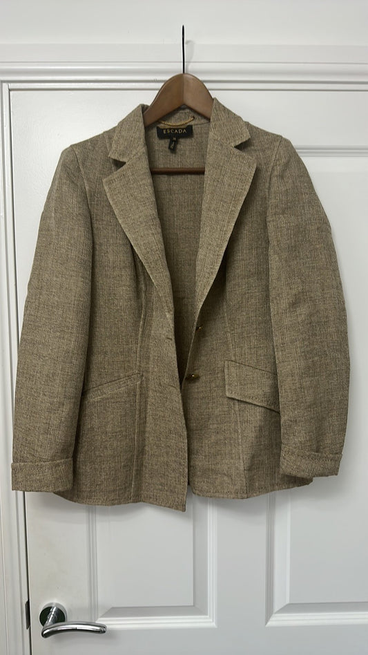 Vintage Escada Made in Italy Beige Textured Blazer Jacket