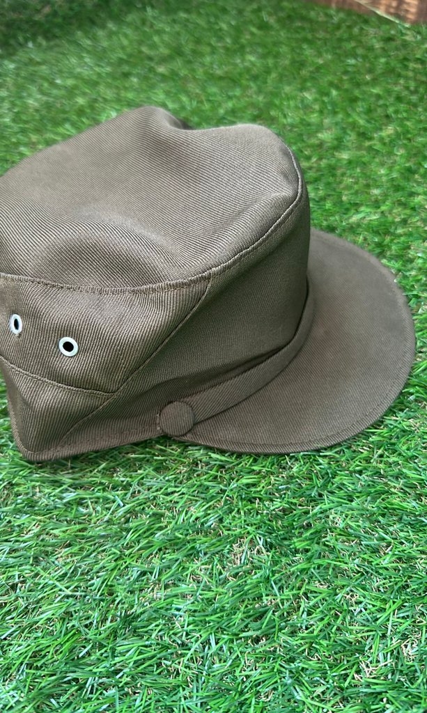 Vintage Olive Green Military-Style Field Cap with Vent Grommets