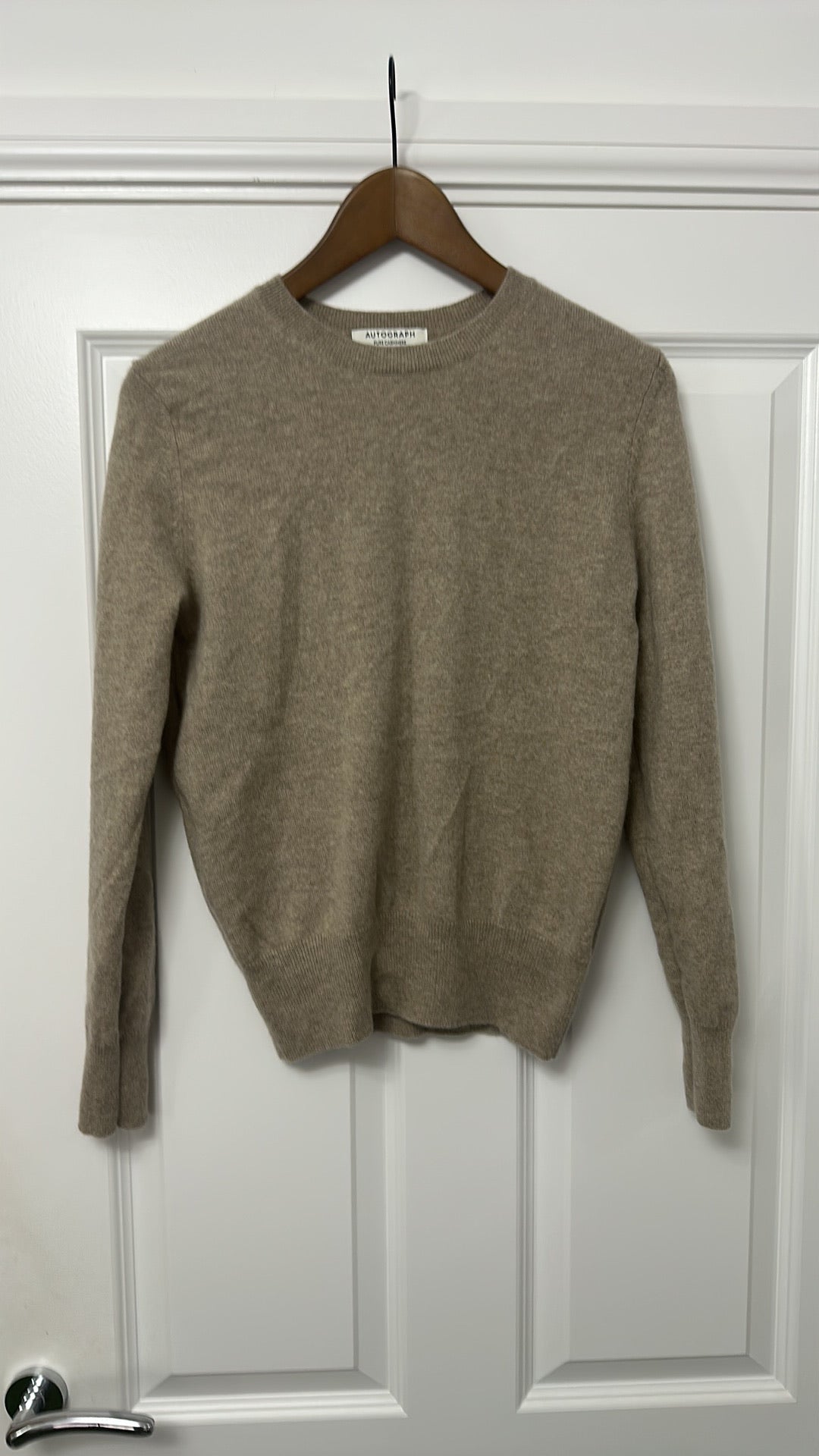 M&S Autograph Pure Cashmere Crew Neck Jumper in Taupe Size 8