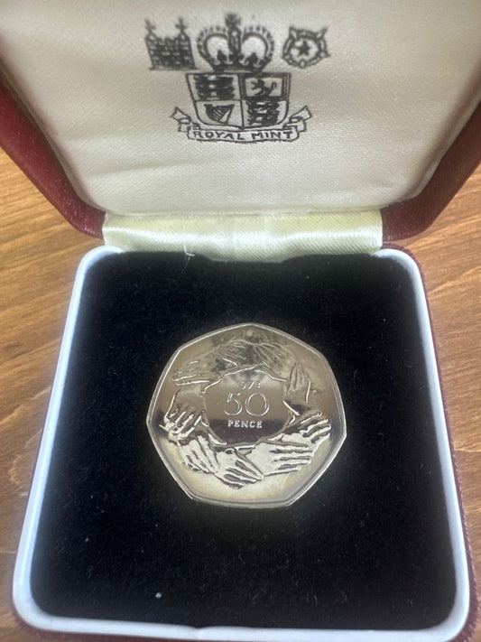 1973 EEC Hands Fifty Pence 50p PROOF Royal Mint Original Case