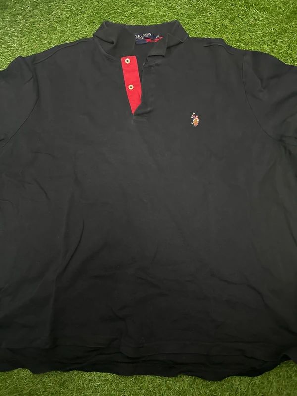 U.S. Polo Assn. black polo shirt red placket 2XL