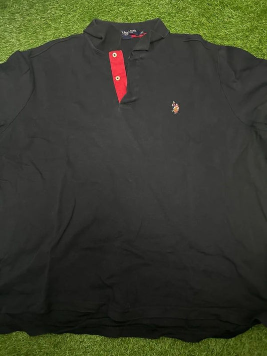 U.S. Polo Assn. black polo shirt red placket 2XL