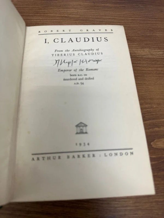 variant first edition I, Claudius by Robert Graves, published by Arthur Barker in 1934.