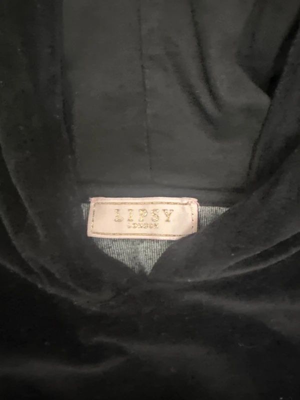 Lipsy London black velour hoodie