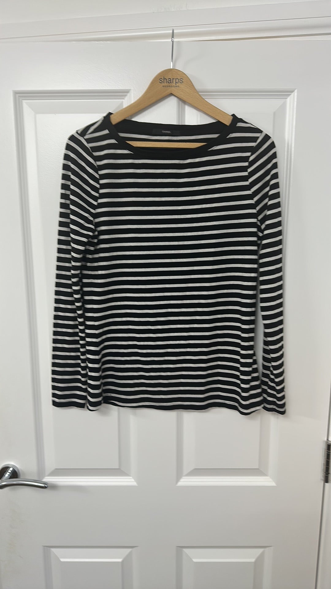 George Black and White Striped Long Sleeve Breton Top size 12