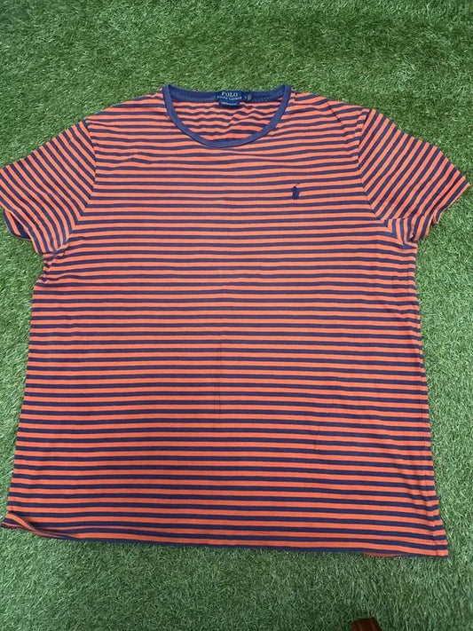 Polo Ralph Lauren striped orange navy T-shirt size XL custom slim fit
