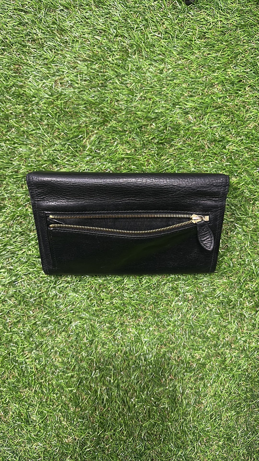 Mulberry Plaque Continental Wallet in Black Small Classic Grain Leather