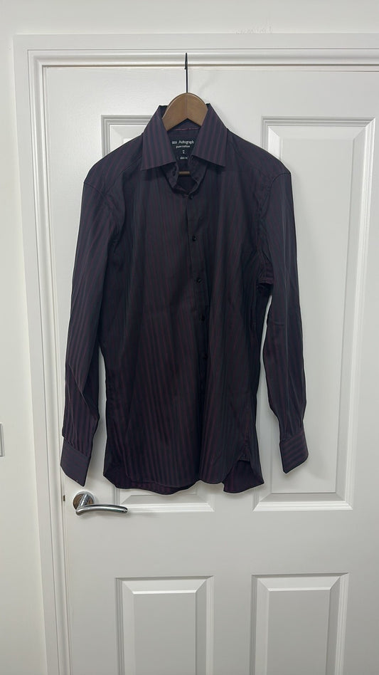 Marks & Spencer Autograph Slim Fit Pure Cotton Striped Shirt size 41 slim fit