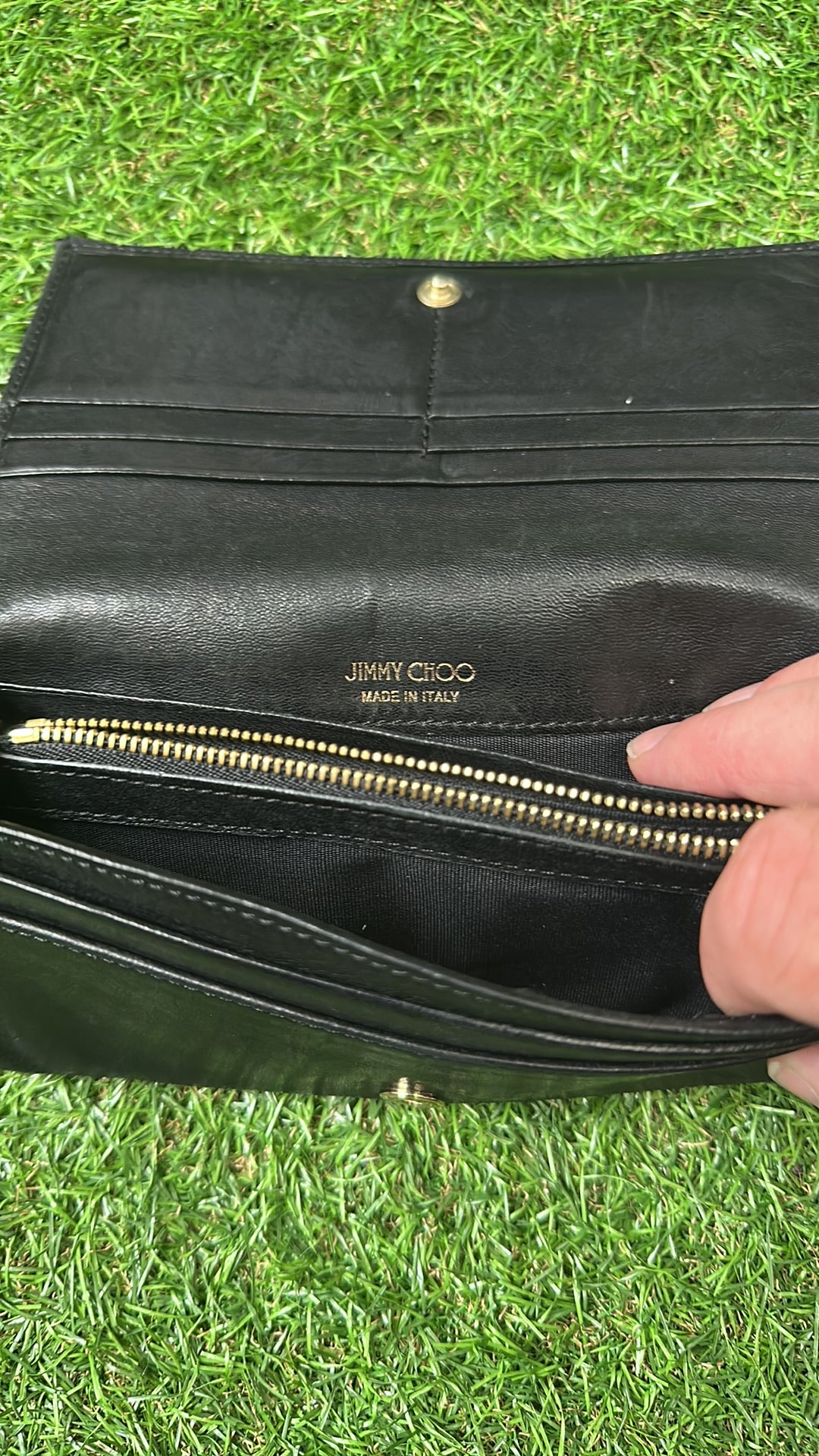 Authentic Jimmy Choo Black Leather Flap Wallet