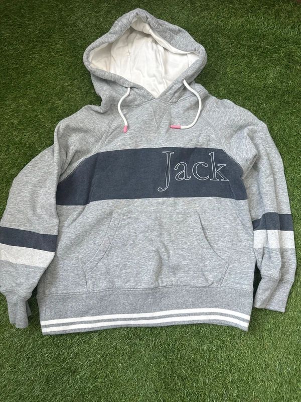 Jack Wills Grey Pullover Hoodie UK 6 Colour Block
