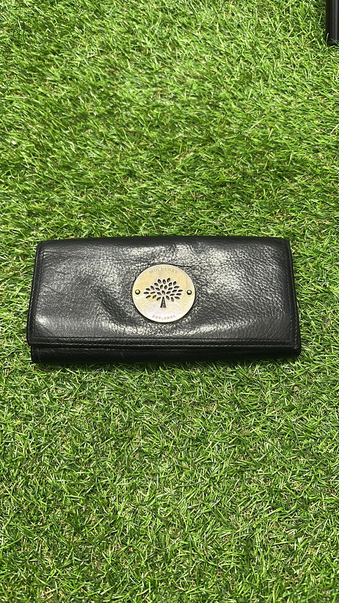 Mulberry Plaque Continental Wallet in Black Small Classic Grain Leather