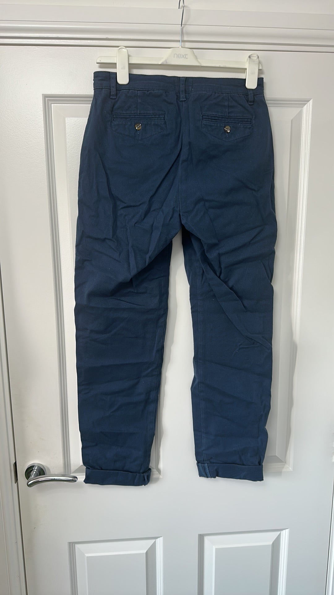 Jigsaw Women's Navy Blue Cotton Chino Trousers - UK 10