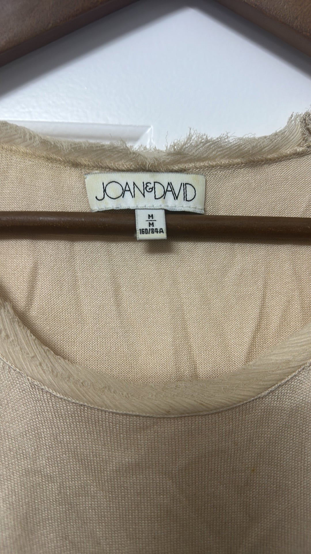 Joan & David Tan Raw Edge Silk Blend Knit Top size Medium