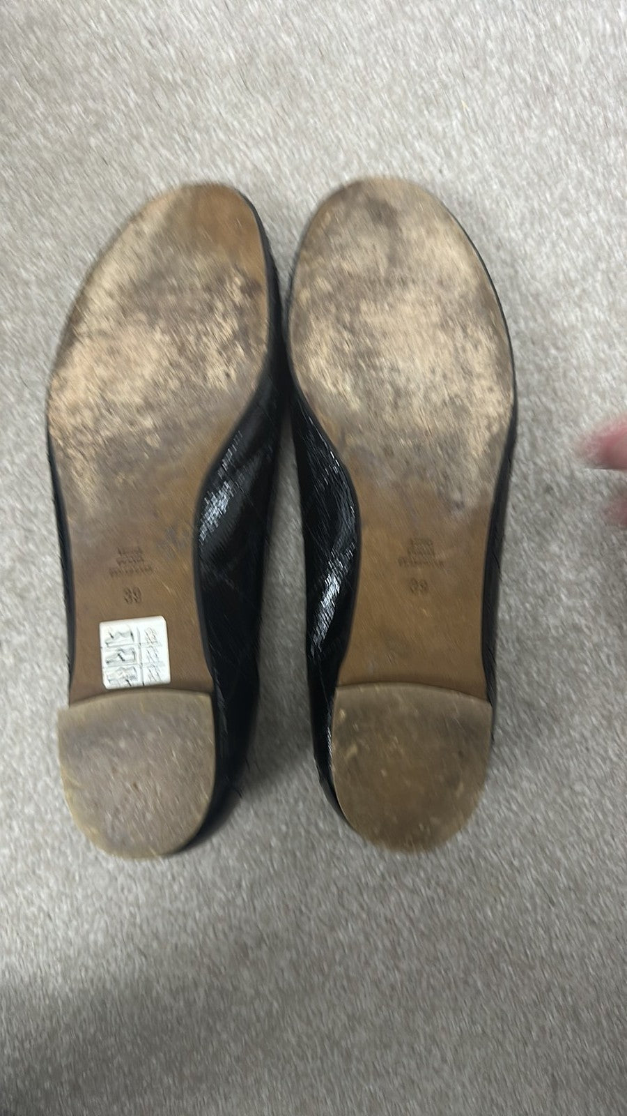 Cenedella Italia Black Patent Python-Effect Ballet Flats - Size EU 39 / UK 6