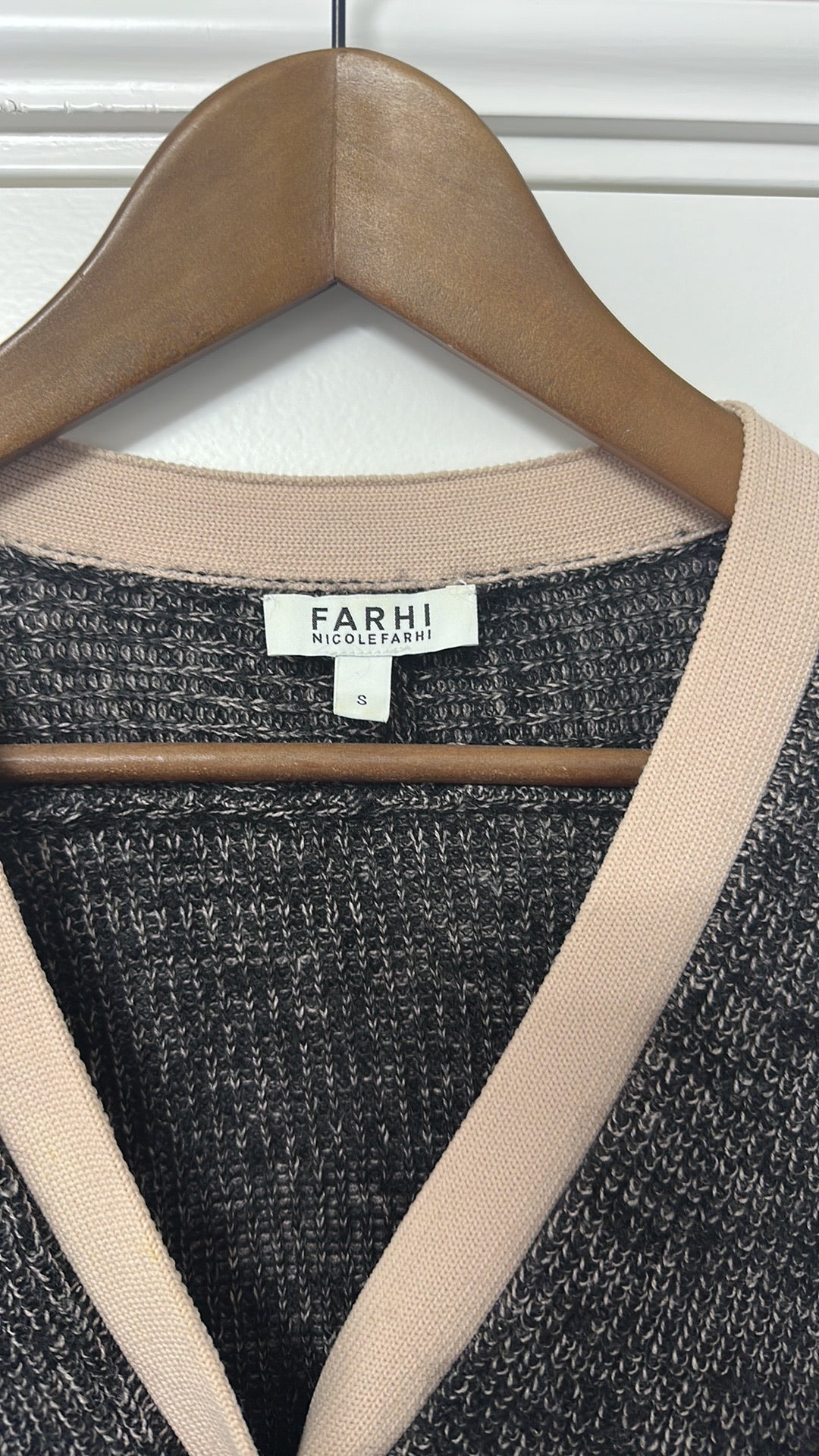 Farhi by Nicole Farhi Charcoal & Nude Contrast Cardigan size Small