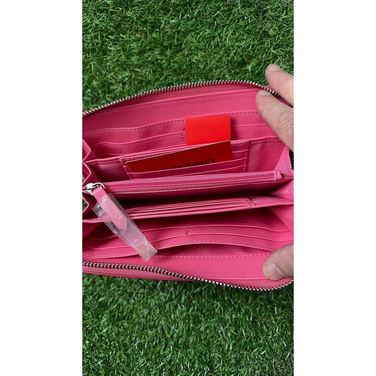 Mario Valentino Liuto Signature Zip-Around Wallet Jelly Rosa Pink Excellent