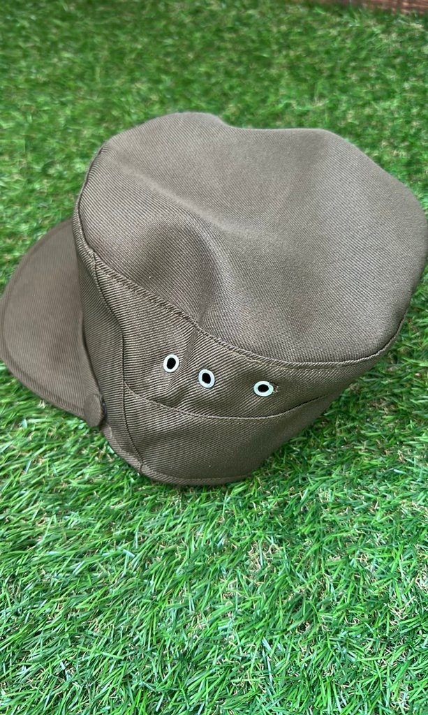 Vintage Olive Green Military-Style Field Cap with Vent Grommets