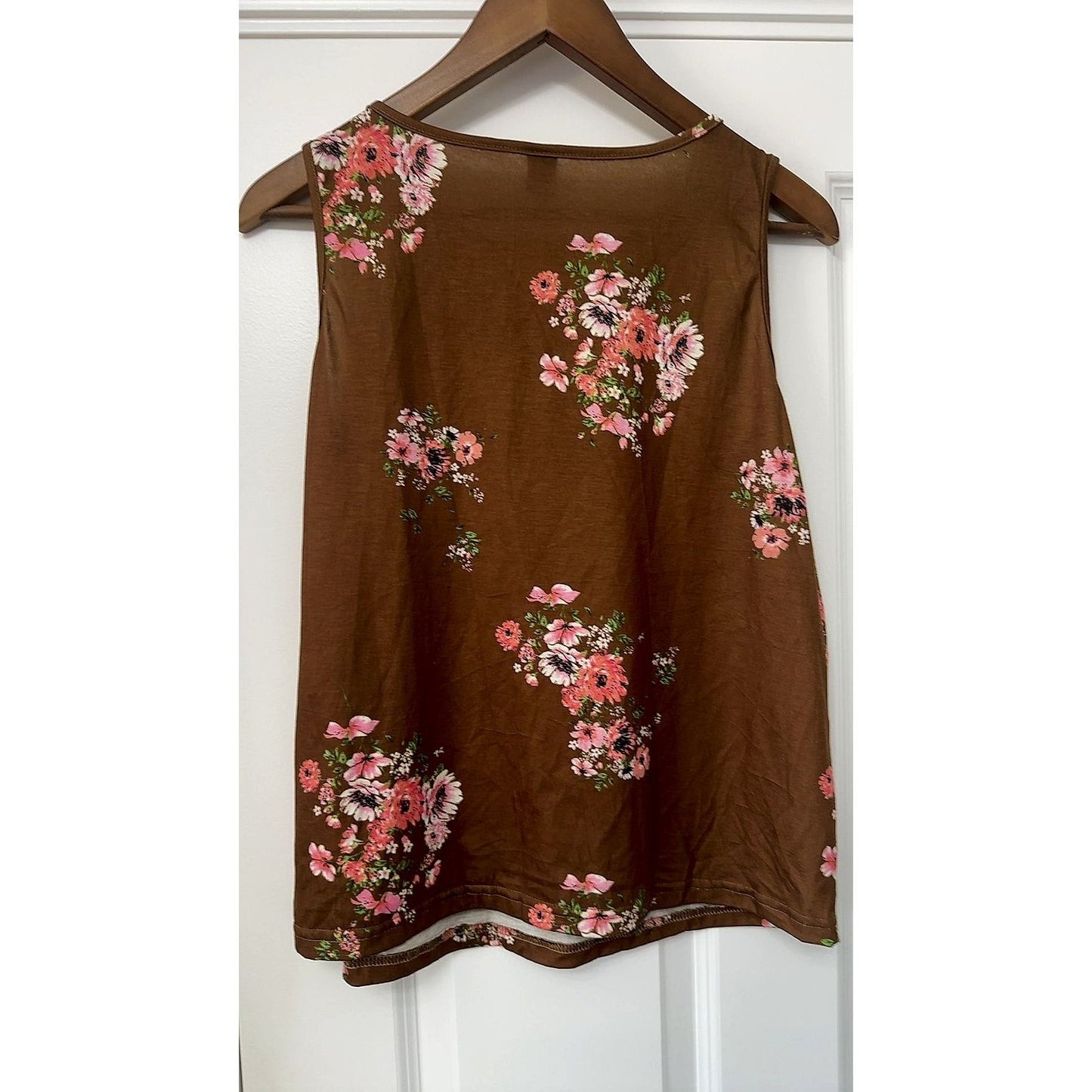 SHEIN Women's Brown Floral Print Sleeveless Tank Top, Size M