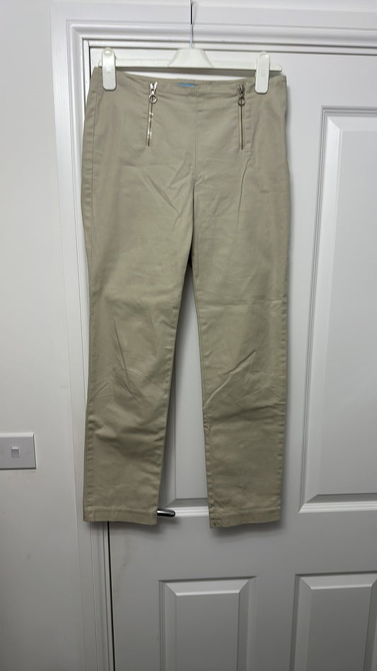 J.McLaughlin Khaki Zip-Pocket Straight Leg Trousers Size 4