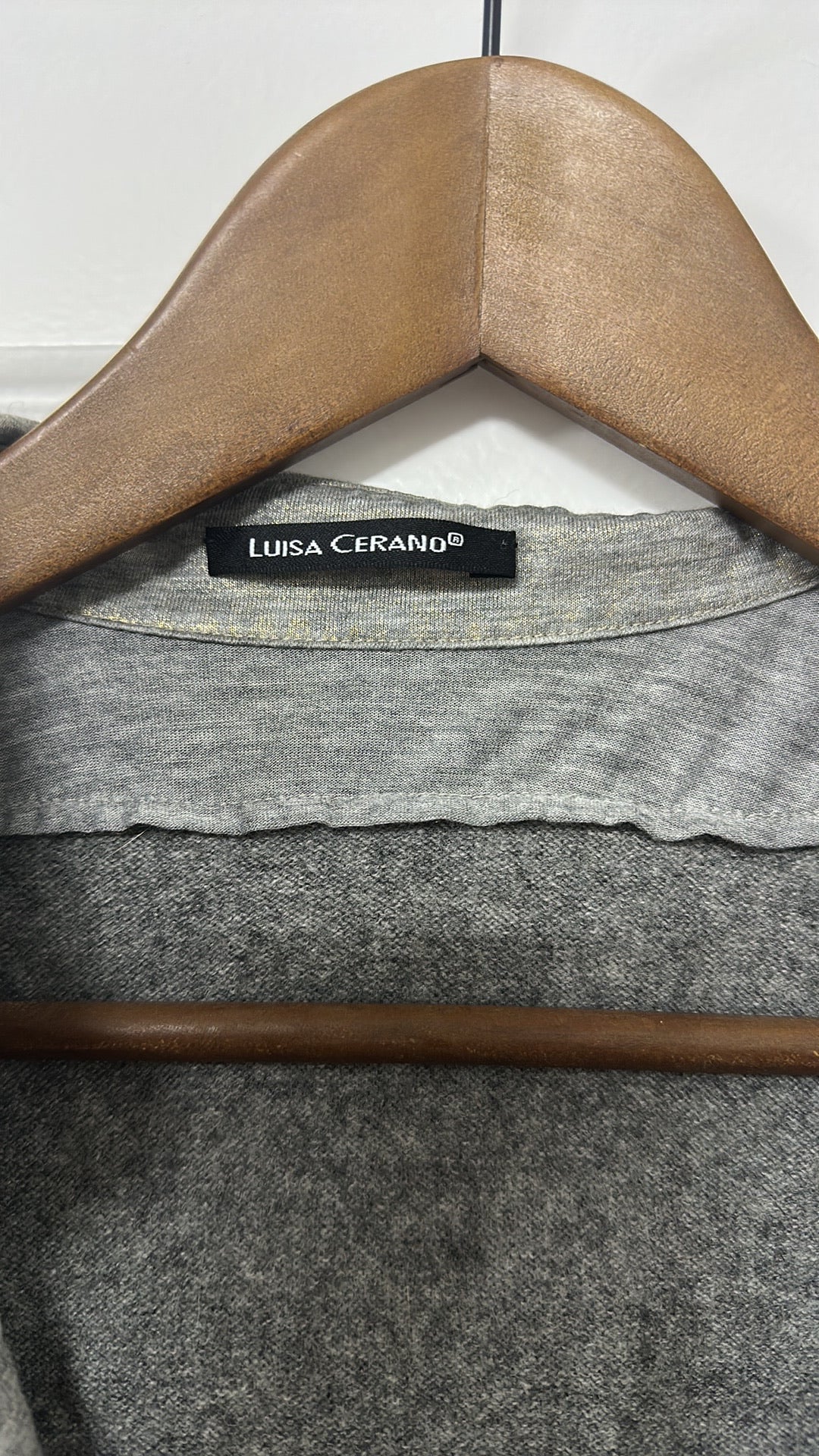Luisa Cerano Grey Wool Blend Layered Look Jumper with Collared Inset size 10