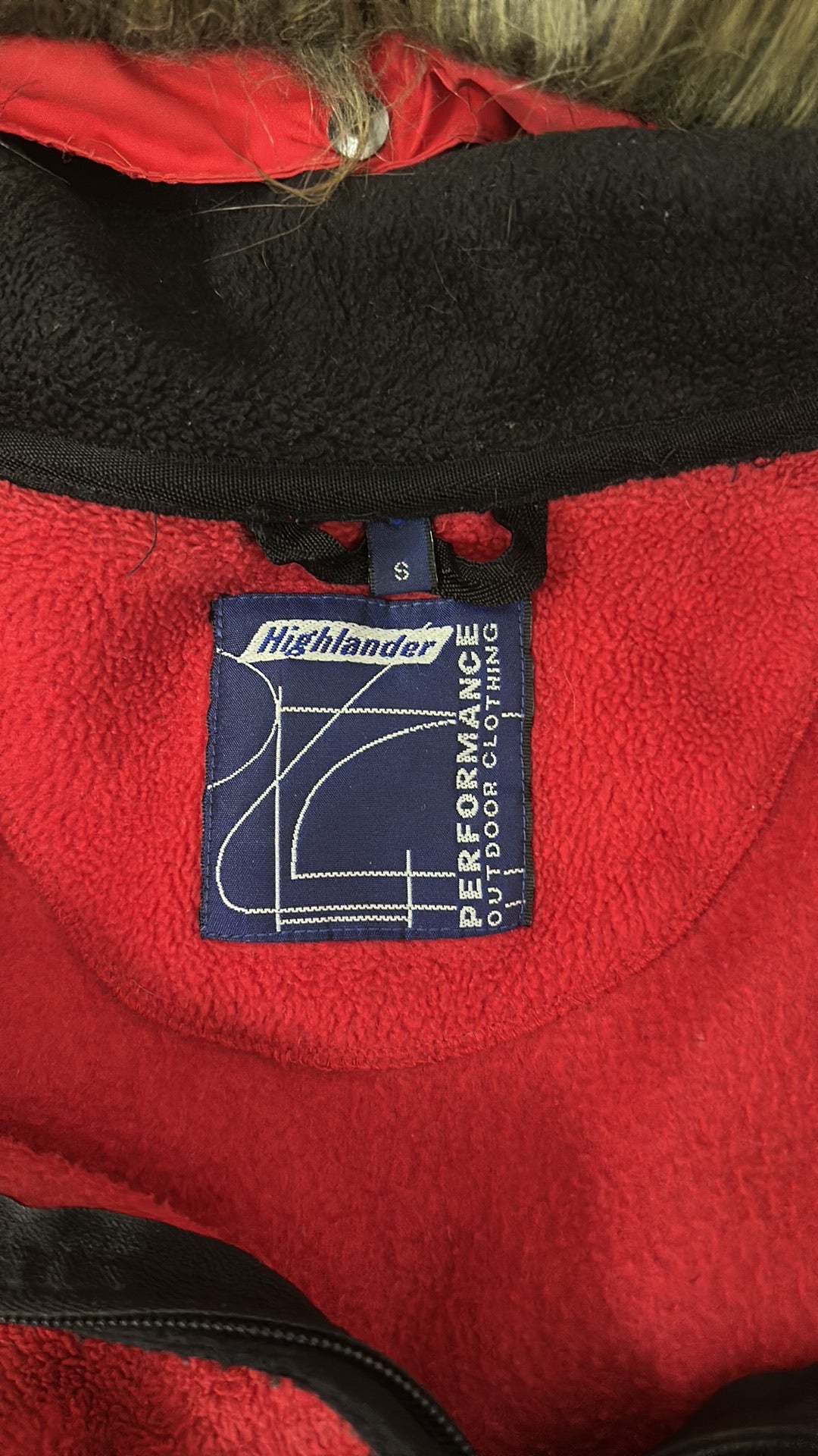 Highlander Performance Red Fleece Gilet with Faux Fur Hood size small