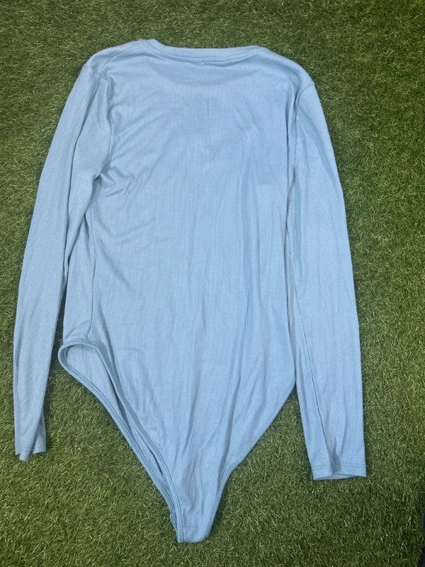 Primark Cares light blue ribbed long sleeve bodysuit L