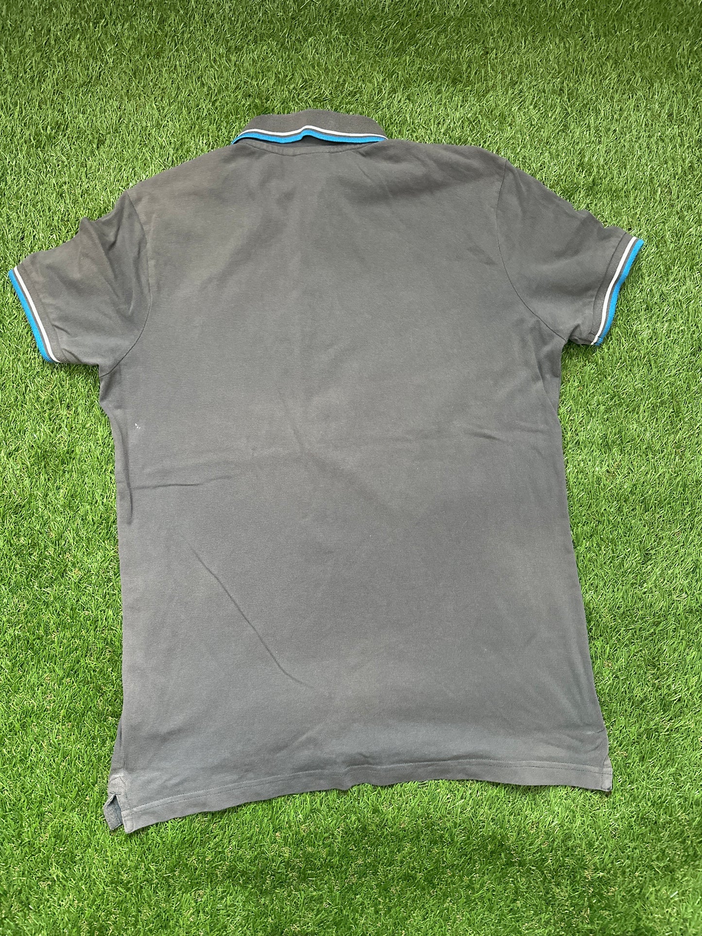 Diadora Men’s Grey Pique Polo Shirt with Blue and white trim - Large