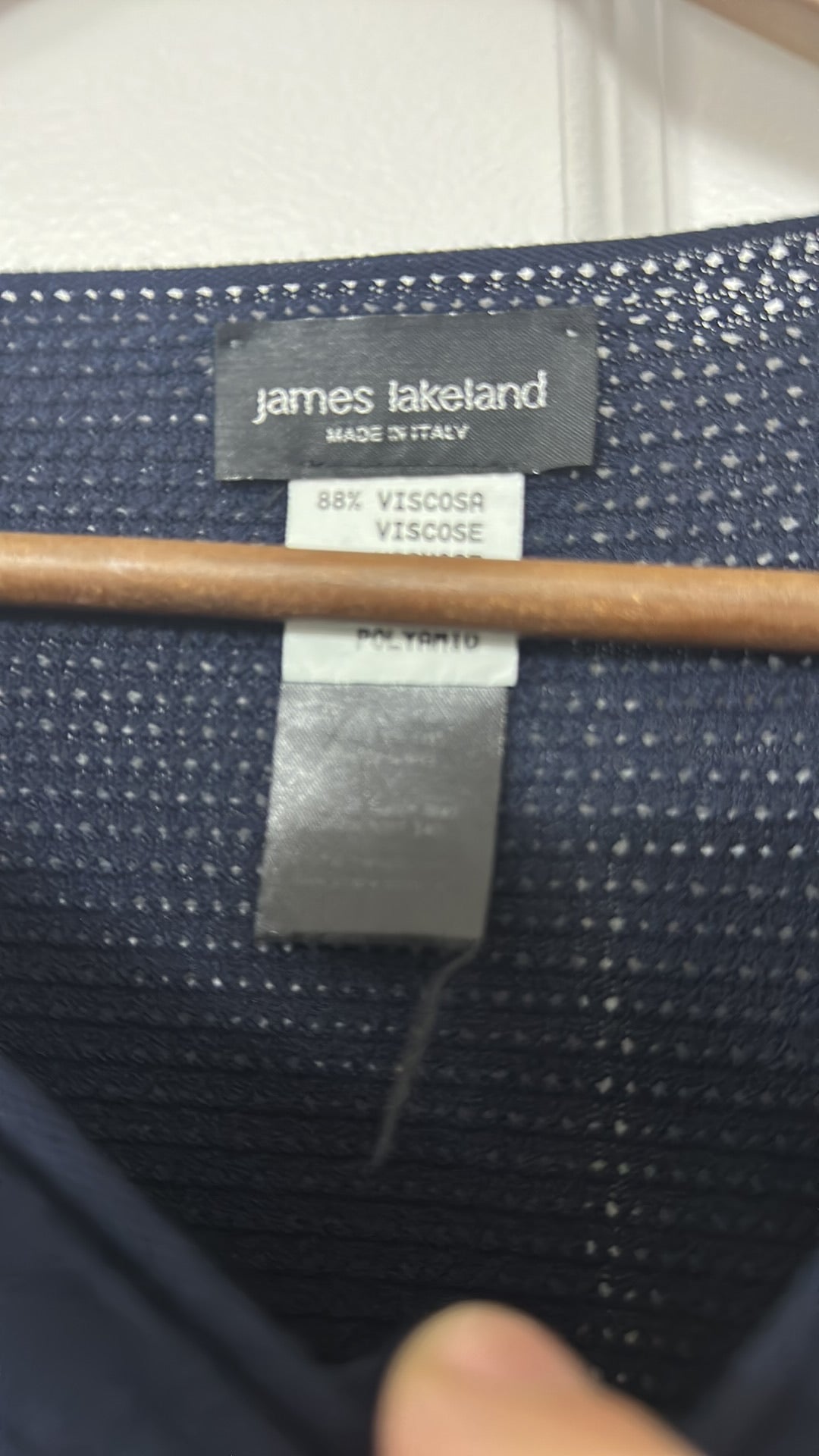 James Lakeland Navy Blue Long Sleeve Mesh Knit Top Made in Italy size small