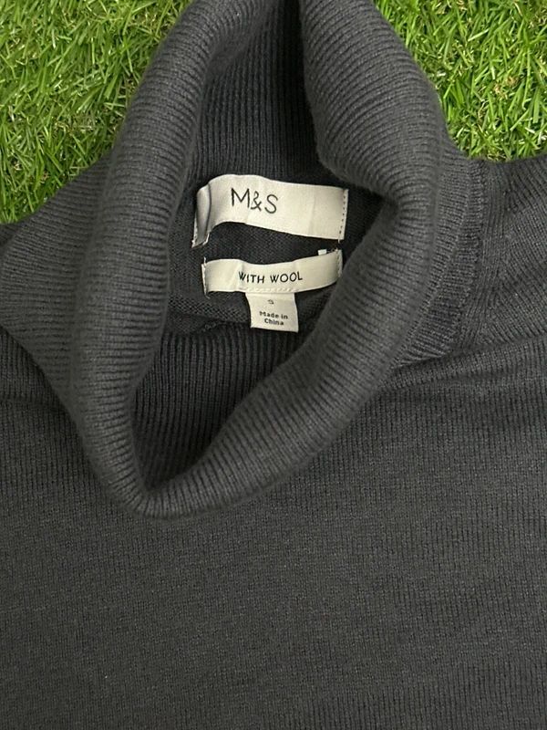 M&S Grey roll neck jumper with wool Small